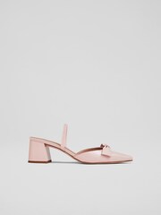 LK Bennett Pink Cadence Glitter Bow Front Slingback Shoes - Image 1 of 4