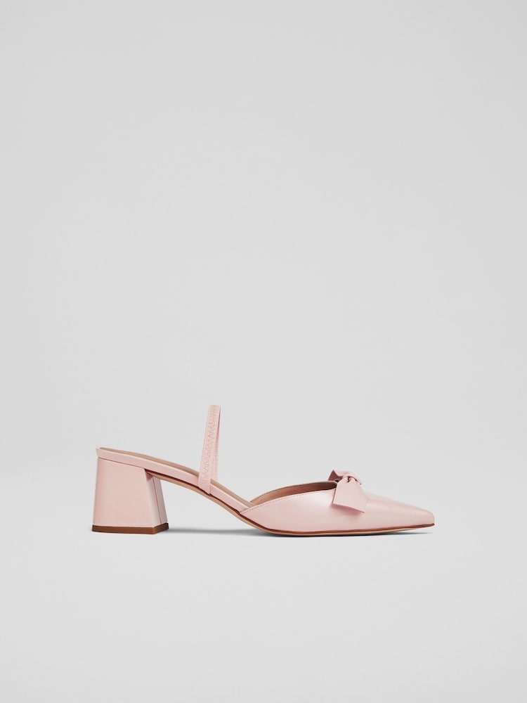 LK Bennett Pink Cadence Glitter Bow Front Slingback Shoes - Image 1 of 4