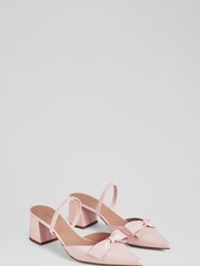 LK Bennett Pink Cadence Glitter Bow Front Slingback Shoes - Image 2 of 4