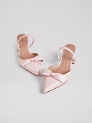 LK Bennett Pink Cadence Glitter Bow Front Slingback Shoes - Image 3 of 4