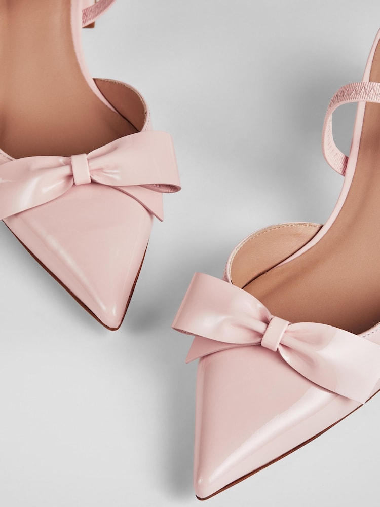 LK Bennett Pink Cadence Glitter Bow Front Slingback Shoes - Image 4 of 4