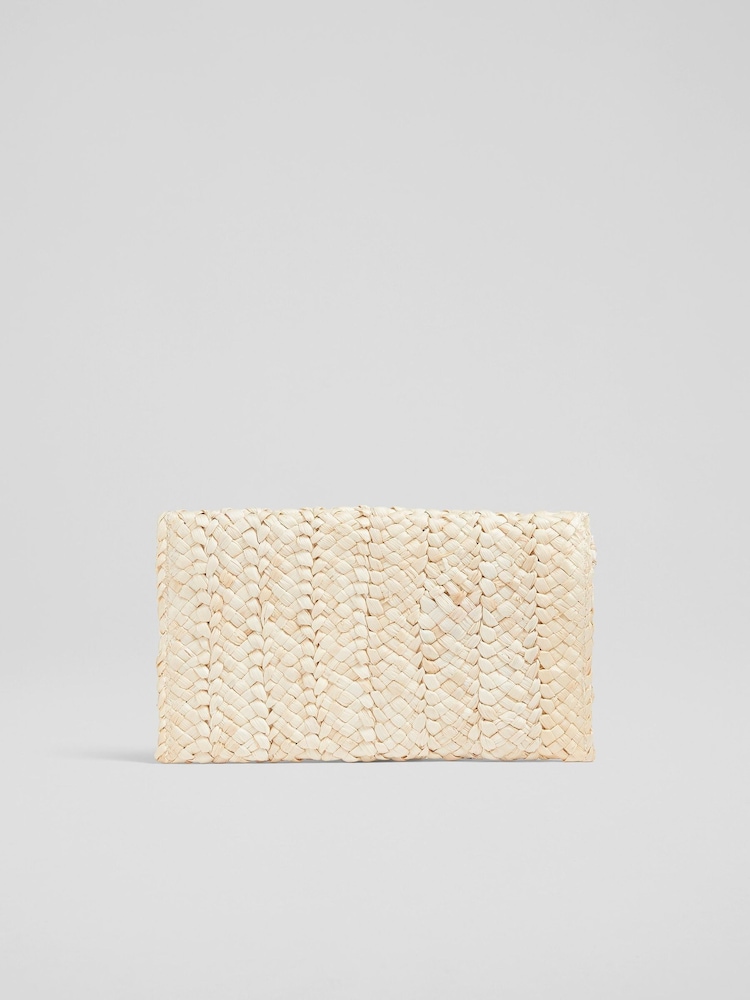LK Bennett Natural Dove Straw Envelope Clutch - Image 2 of 3 LK Bennett Natural Dove Straw Envelope Clutch - Image 2 of 3