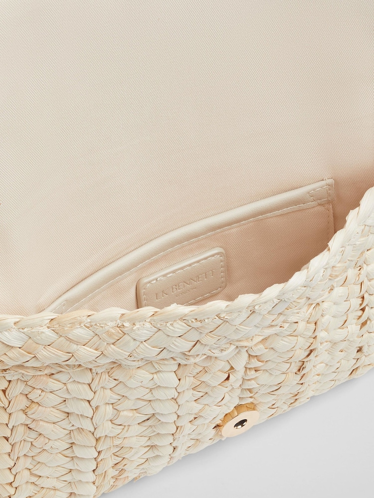LK Bennett Natural Dove Straw Envelope Clutch - Image 3 of 3 LK Bennett Natural Dove Straw Envelope Clutch - Image 3 of 3