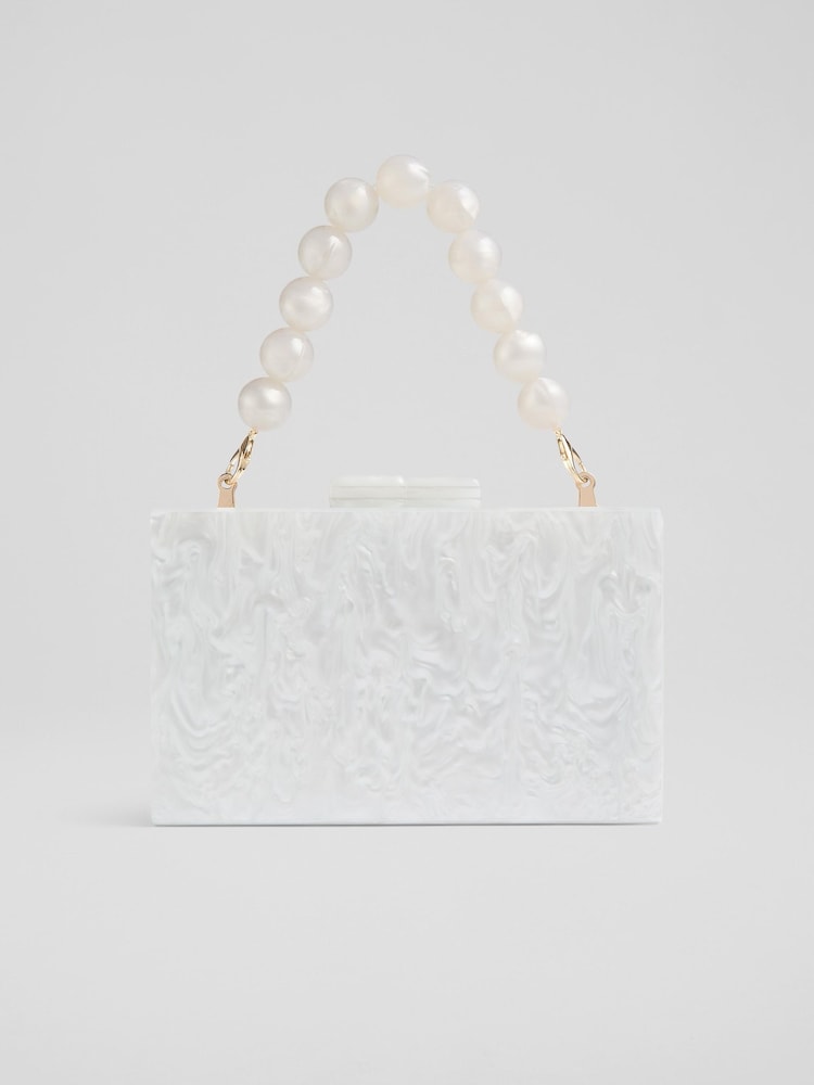 LK Bennett Natural Maeve Marbled Acrylic Box Bag - Image 1 of 2