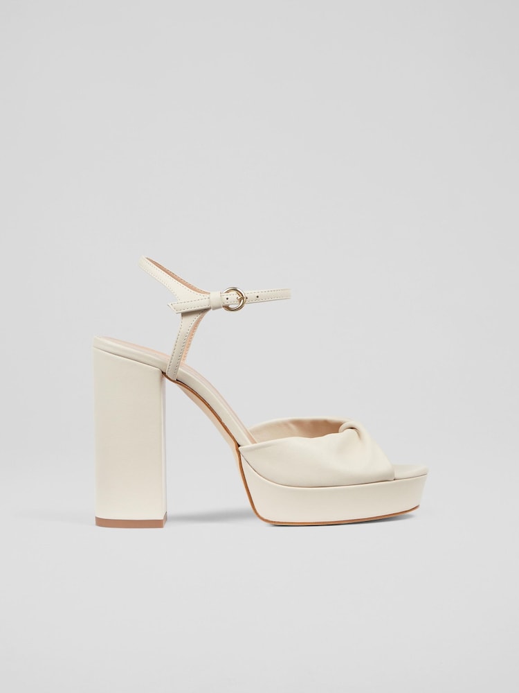 LK Bennett Natural Rosa Leather Platform Sandals - Image 1 of 4
