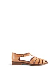 LK Bennett Brown Vegetable Dyed Leather Lidia Flat Sandals - Image 1 of 1