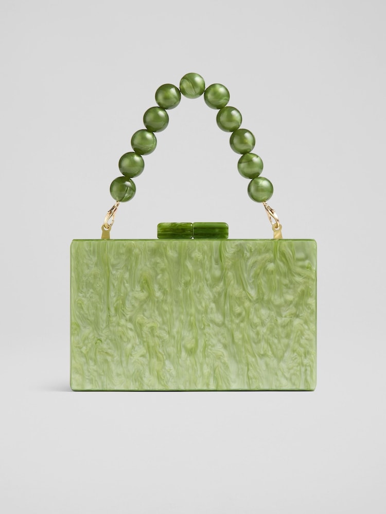 LK Bennett Green Maeve Marbled Acrylic Box Bag - Image 1 of 3 LK Bennett Green Maeve Marbled Acrylic Box Bag - Image 1 of 3