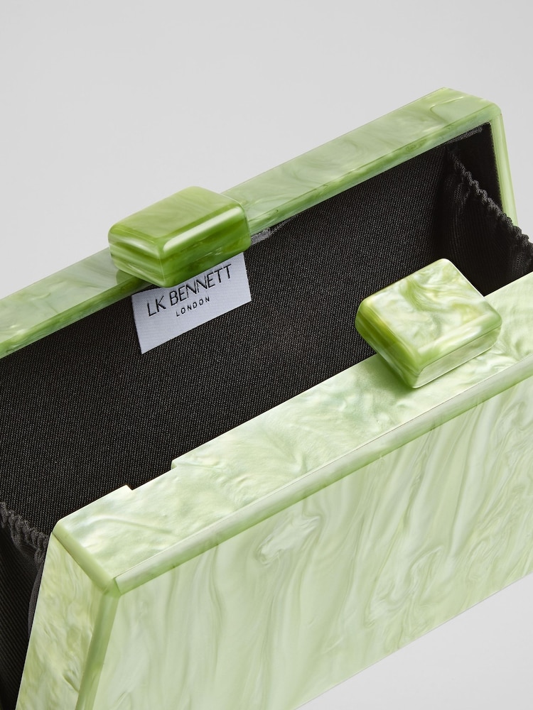 LK Bennett Green Maeve Marbled Acrylic Box Bag - Image 2 of 3 LK Bennett Green Maeve Marbled Acrylic Box Bag - Image 2 of 3