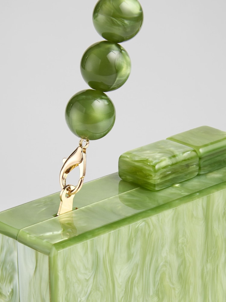 LK Bennett Green Maeve Marbled Acrylic Box Bag - Image 3 of 3 LK Bennett Green Maeve Marbled Acrylic Box Bag - Image 3 of 3