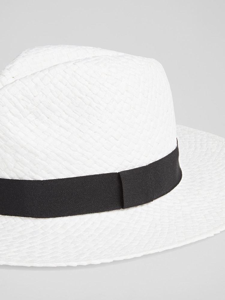 LK Bennett White Raffia Cecilia Trilby Hat - Image 2 of 2 LK Bennett White Raffia Cecilia Trilby Hat - Image 2 of 2