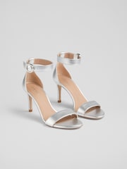 LK Bennett Silver Leather Single Strap Sandals - Image 2 of 4
