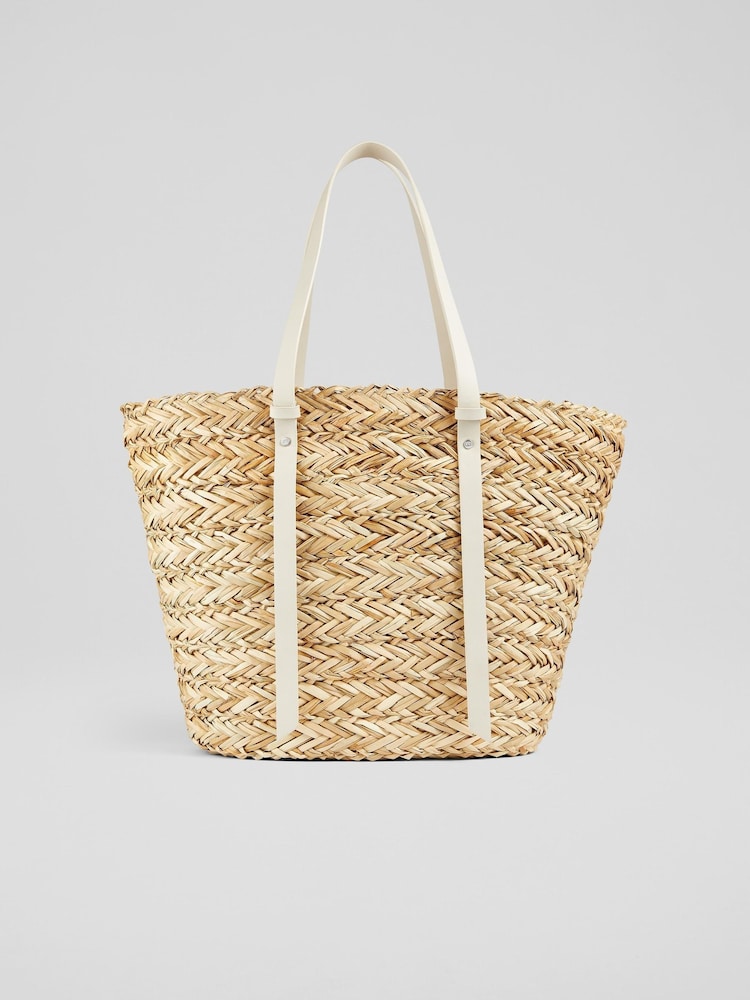 LK Bennett Natural Viola Straw Handles Basket Bag - Image 1 of 3