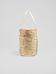 LK Bennett Natural Viola Straw Handles Basket Bag - Image 2 of 3