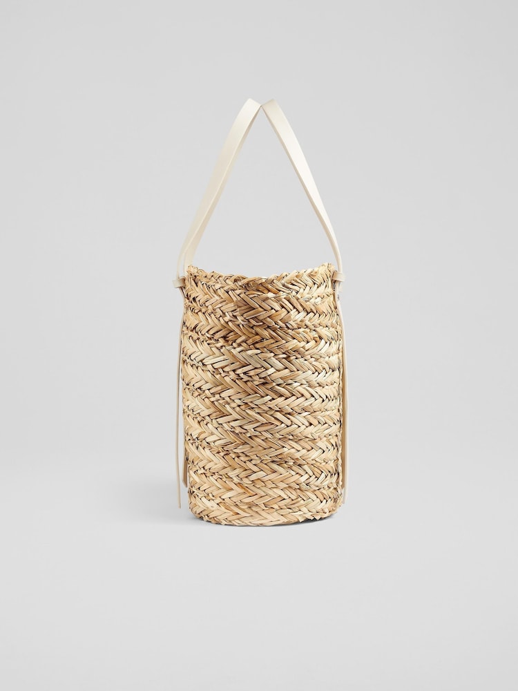 LK Bennett Natural Viola Straw Handles Basket Bag - Image 2 of 3