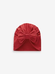 Red Baby Bow Turban 100% Cotton Hats 2 Pack (0mths-2yrs) - Image 2 of 4