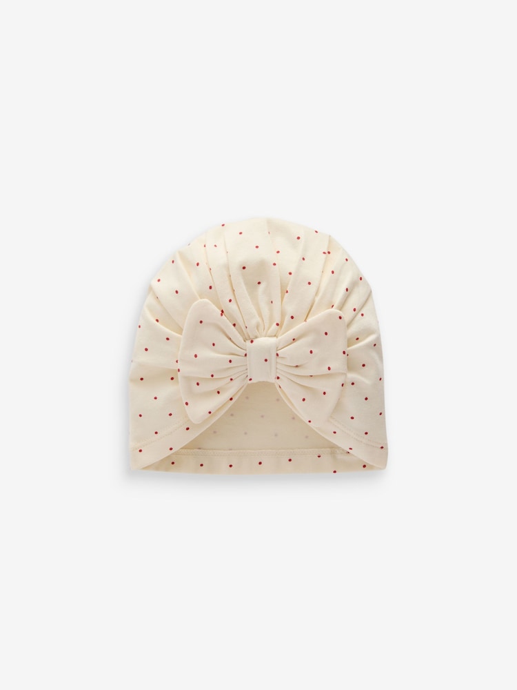 Red Baby Bow Turban 100% Cotton Hats 2 Pack (0mths-2yrs) - Image 3 of 4