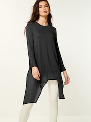Black Hanky Hem Longline Top - Image 1 of 6