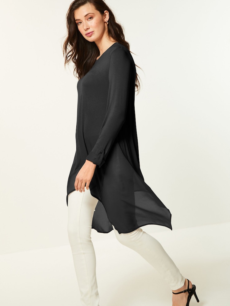 Black Hanky Hem Longline Top - Image 2 of 6