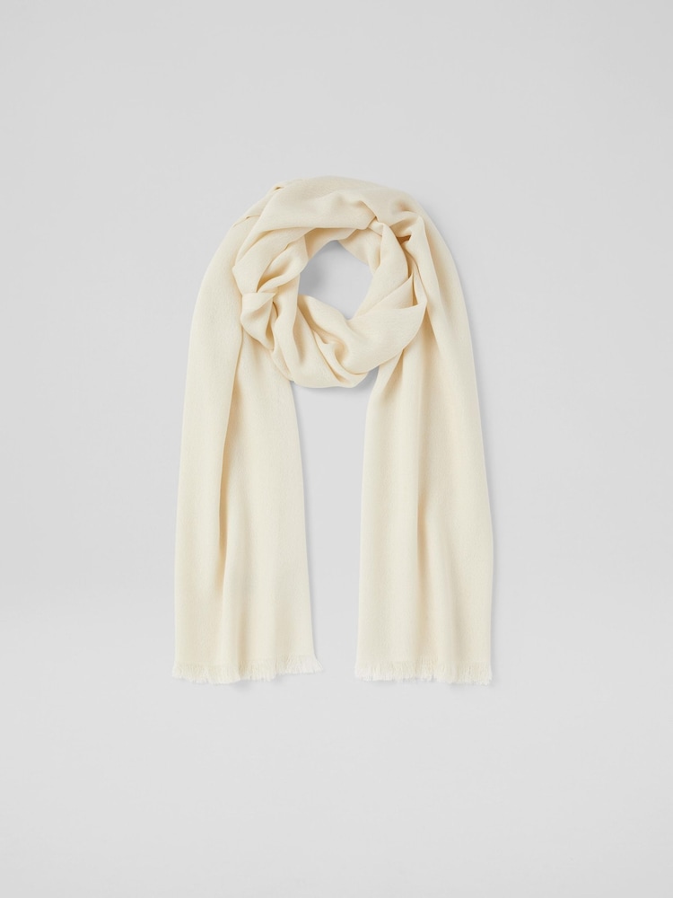 LK Bennett White Sutton Modal Wool Blend Scarf - Image 1 of 3