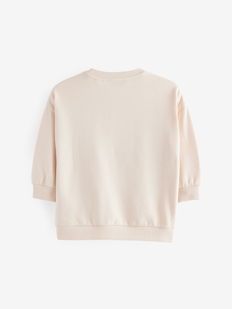 Ecru Cream 3D Christmas Crew Neck 100% Cotton Sweatshirt (3mths-7yrs) - Image 2 of 5
