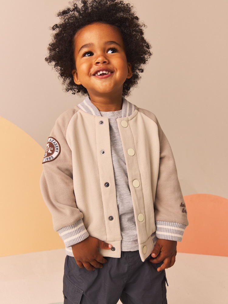 Stone/Grey Letterman Jacket (3mths-7yrs) - Image 1 of 1