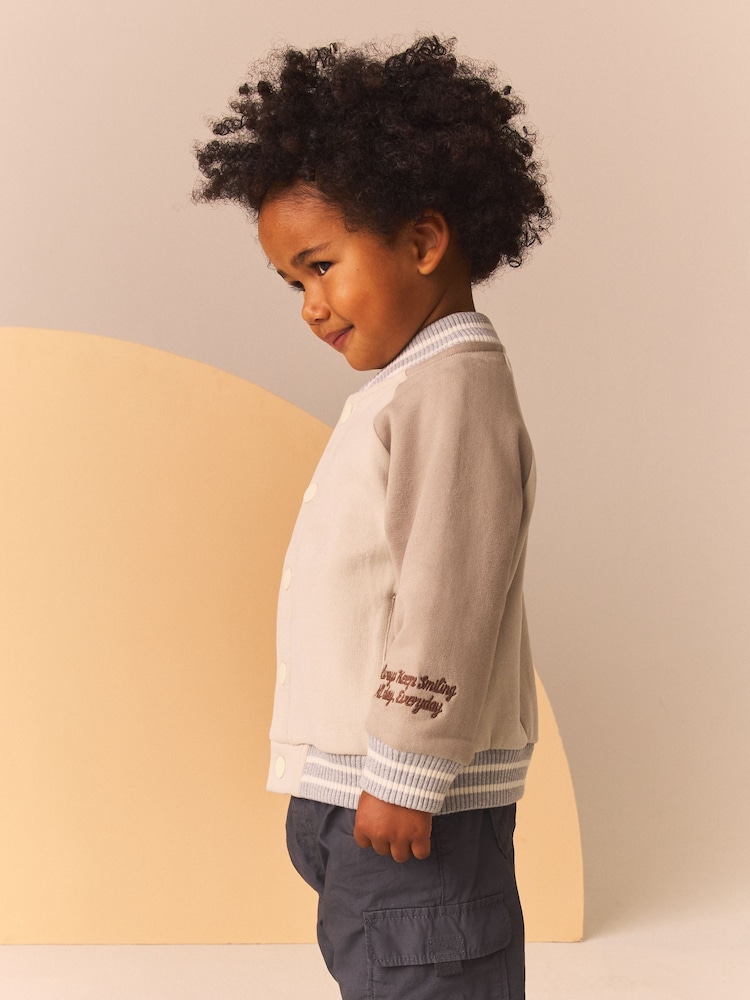 Stone/Grey Letterman Jacket (3mths-7yrs) - Image 3 of 12