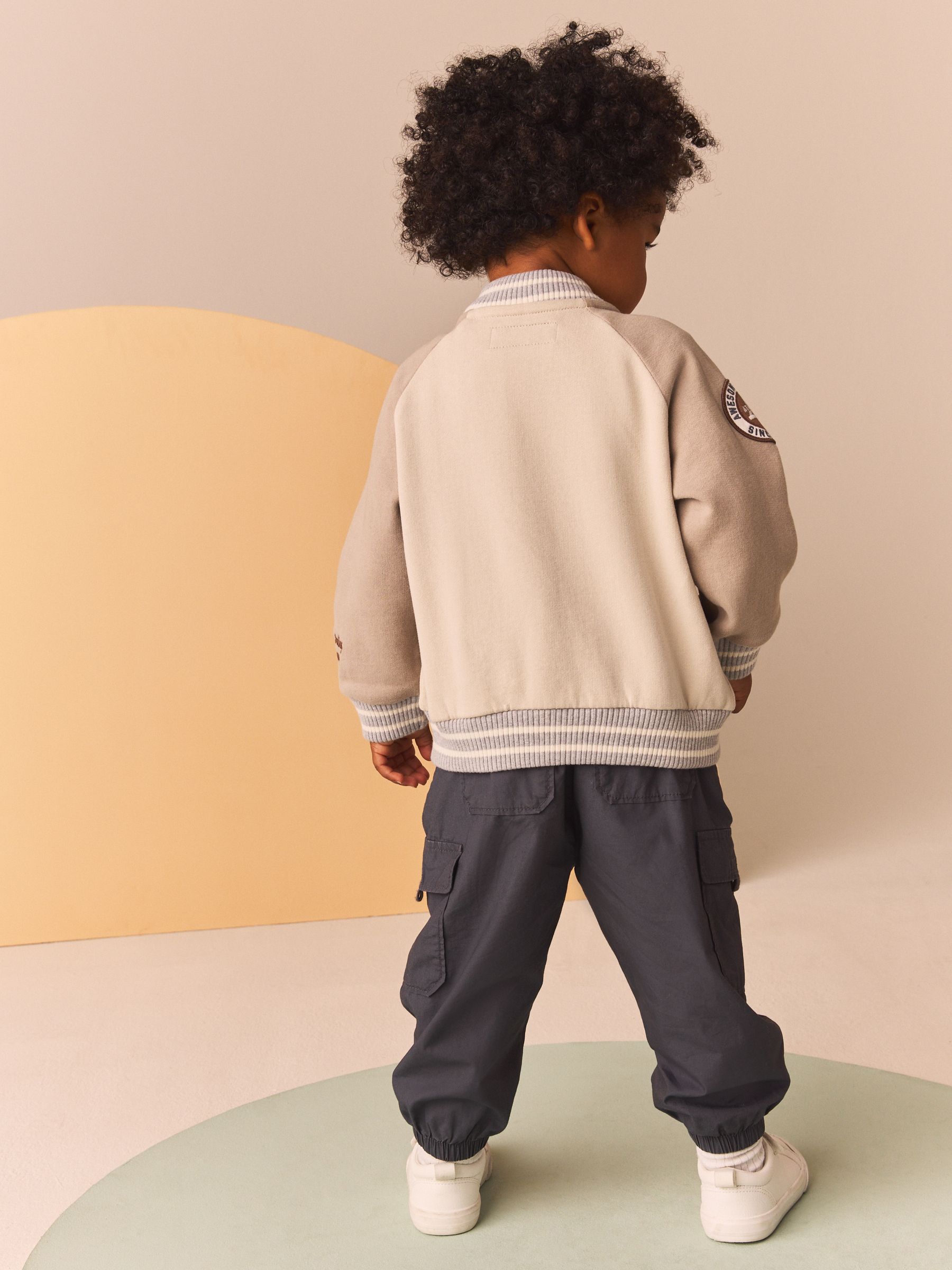 Buy Stone/Grey Jersey Bomber Jacket (3mths-7yrs) from Next Romania