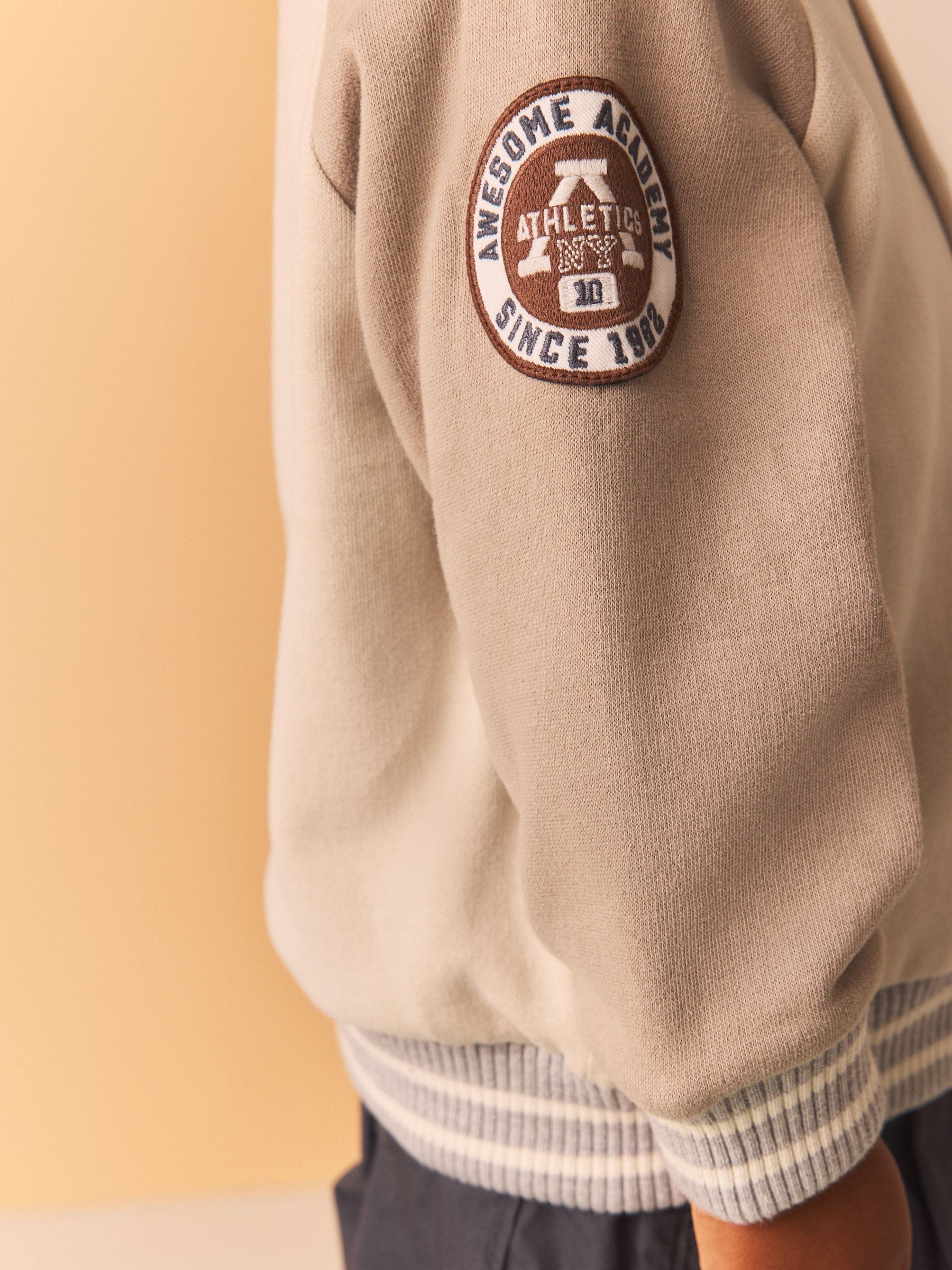 Buy Stone/Grey Jersey Bomber Jacket (3mths-7yrs) from Next Romania