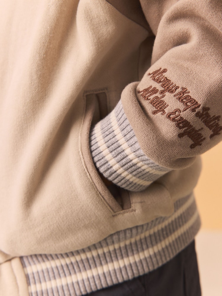 Stone/Grey Letterman Jacket (3mths-7yrs) - Image 6 of 12