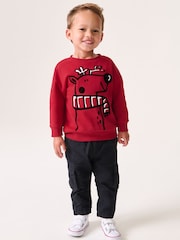 Red Reindeer Christmas Crew Neck 100% Cotton Sweatshirt (3mths-7yrs) - Image 2 of 7