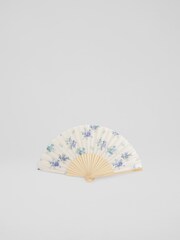 LK Bennett Natural Alissa Print Foldable Fan - Image 1 of 3