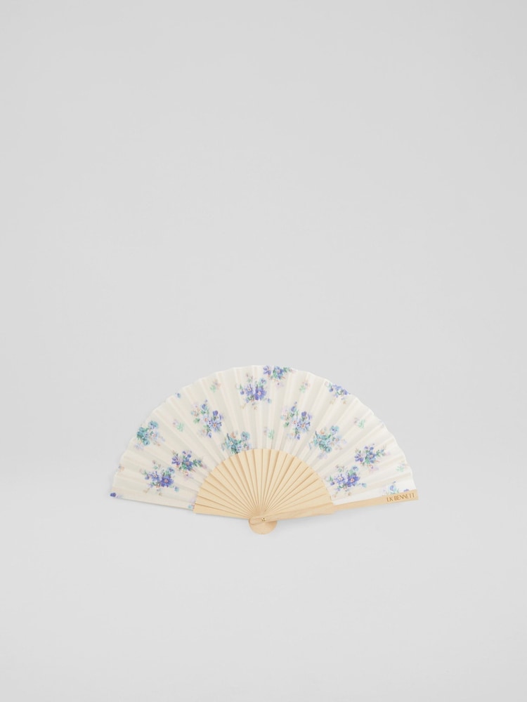 LK Bennett Natural Alissa Print Foldable Fan - Image 1 of 3