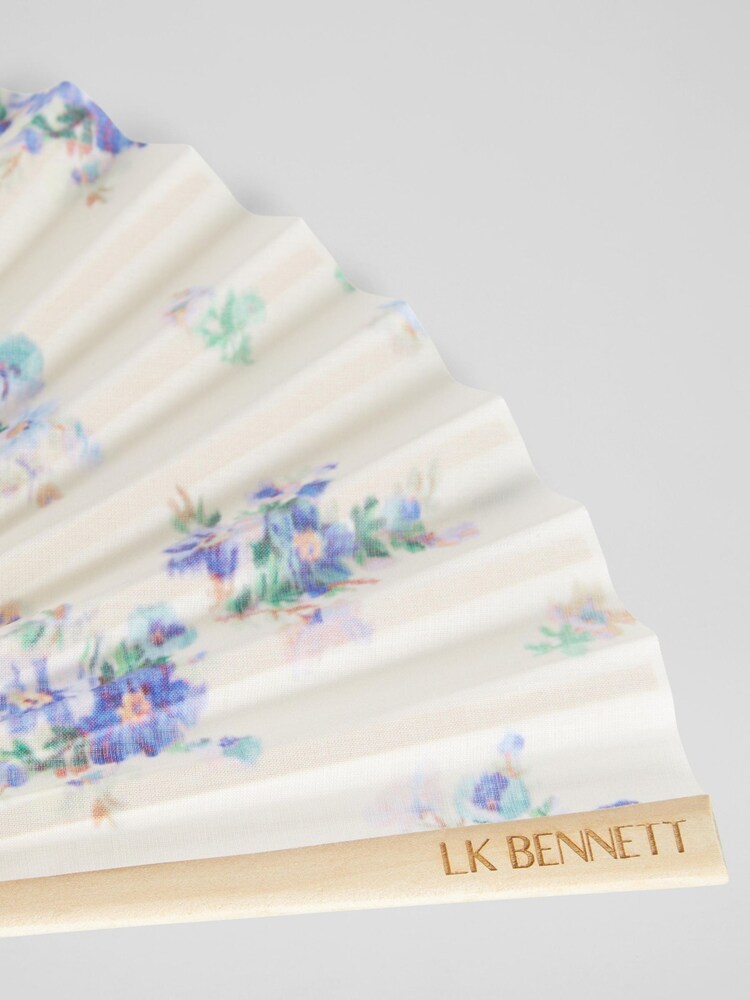 LK Bennett Natural Alissa Print Foldable Fan - Image 2 of 3