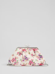 LK Bennett Natural Lainey Bouquet Print 100% Cotton Clutch - Image 2 of 2
