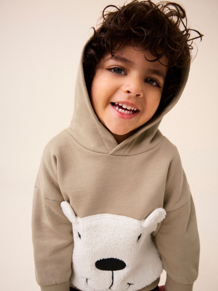Stone Borg Bear 100% Cotton Hoodie (3mths-7yrs) - Image 4 of 4