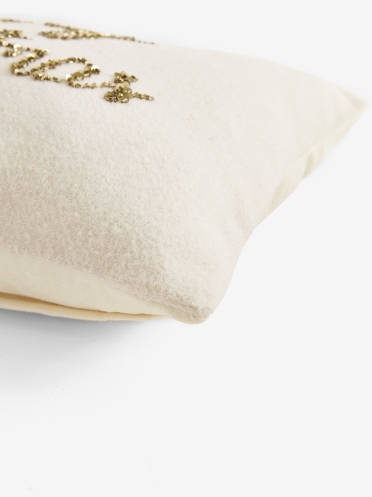 Natural Merry Christmas Sequin Embellished Cushion - Image 5 of 5