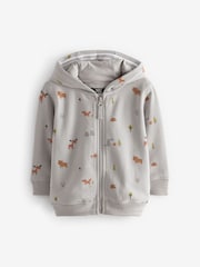 Grey Woodland All-Over Print Jersey Zip Through Hoodie (3mths-7yrs) - Image 1 of 3