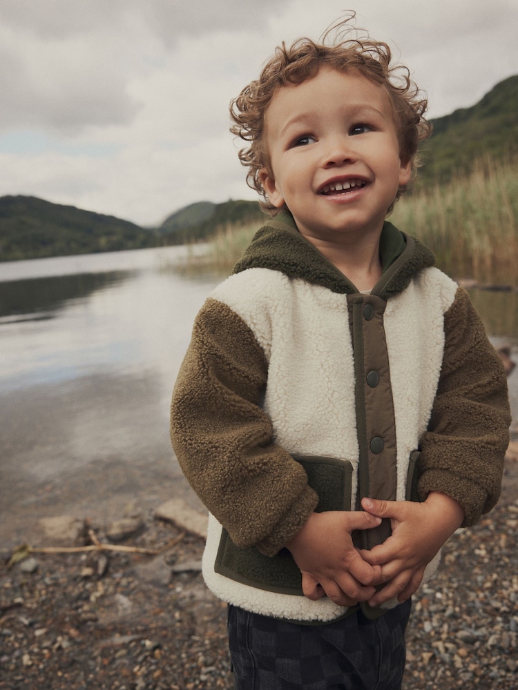 Ecru/Green Fleece Hooded Jacket (3mths-7yrs) - Image 1 of 7