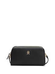 Tommy Hilfiger Black Monogram Textured Crossbody Camera Bag - Image 1 of 5
