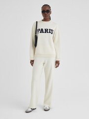 4th & Reckless Cream Avery Paris Slogan Knitted Jumper - Image 3 of 5