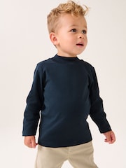 Navy Blue Long Sleeve Turtle Neck T-Shirt (3mths-7yrs) - Image 1 of 7