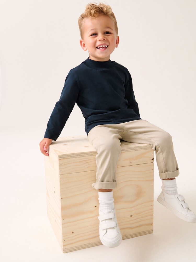 Navy Blue Long Sleeve Turtle Neck T-Shirt (3mths-7yrs) - Image 2 of 7
