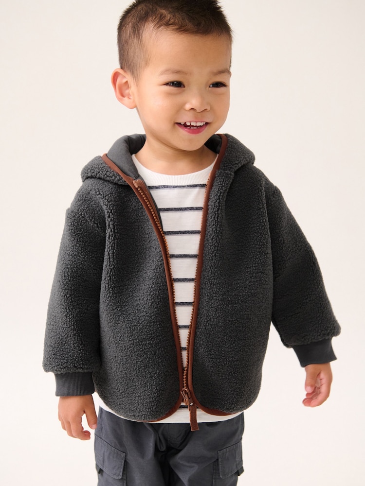 Grey Fleece Zip Through Hooded Jacket (3mths-7yrs) - Image 1 of 7 Grey Fleece Zip Through Hooded Jacket (3mths-7yrs) - Image 1 of 7