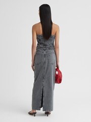 4th & Reckless Grey 100% Cotton Maxine Denim Midaxi Skirt - Image 2 of 4