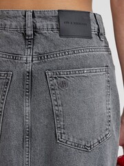 4th & Reckless Grey 100% Cotton Maxine Denim Midaxi Skirt - Image 4 of 4