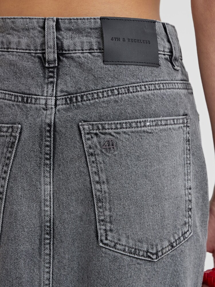 4th & Reckless Grey 100% Cotton Maxine Denim Midaxi Skirt - Image 4 of 4