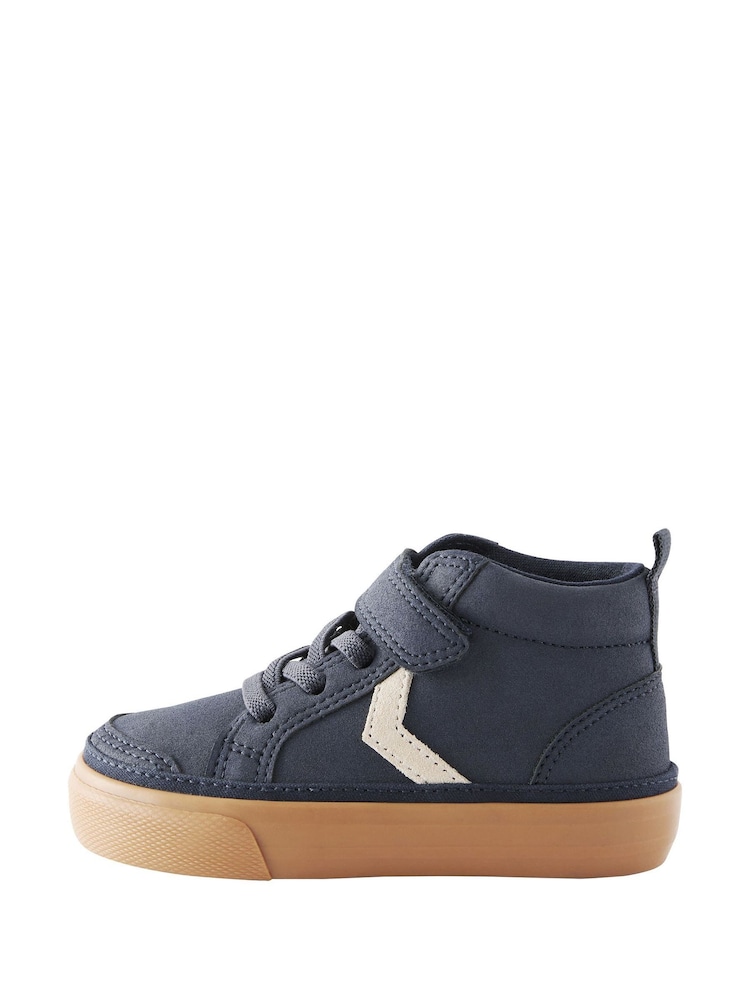 Navy Blue Wide Fit (G) Elastic Lace Touch Fastening Chevron Boots - Image 3 of 6