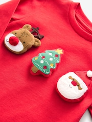 Red Long Sleeve Christmas 100% Cotton T-Shirt (3mths-7yrs) - Image 6 of 7