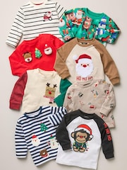 Red Long Sleeve Christmas 100% Cotton T-Shirt (3mths-7yrs) - Image 7 of 7