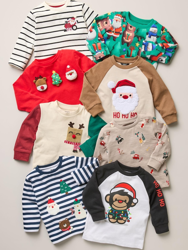 Red Long Sleeve Christmas 100% Cotton T-Shirt (3mths-7yrs) - Image 7 of 7
